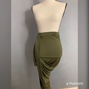Olive asymmetrical skirt